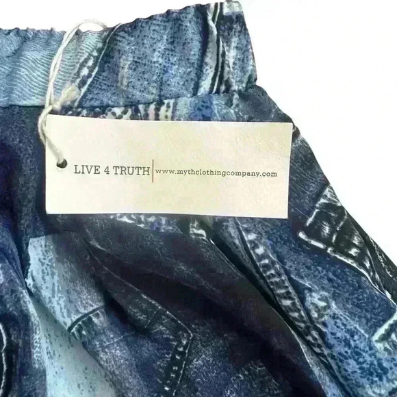 NWT Live 4 Truth Palazzo Straight Leg Print Maxi Pants Denim Design women Med. - Picture 3 of 13